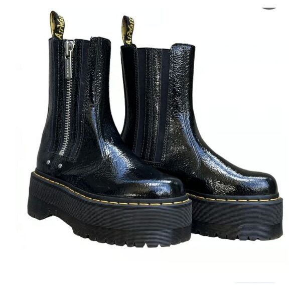 Dr Martens Max Distressed Patent Chelsea Platform Boots Size 9 Size 11 NEW - Picture 5 of 9